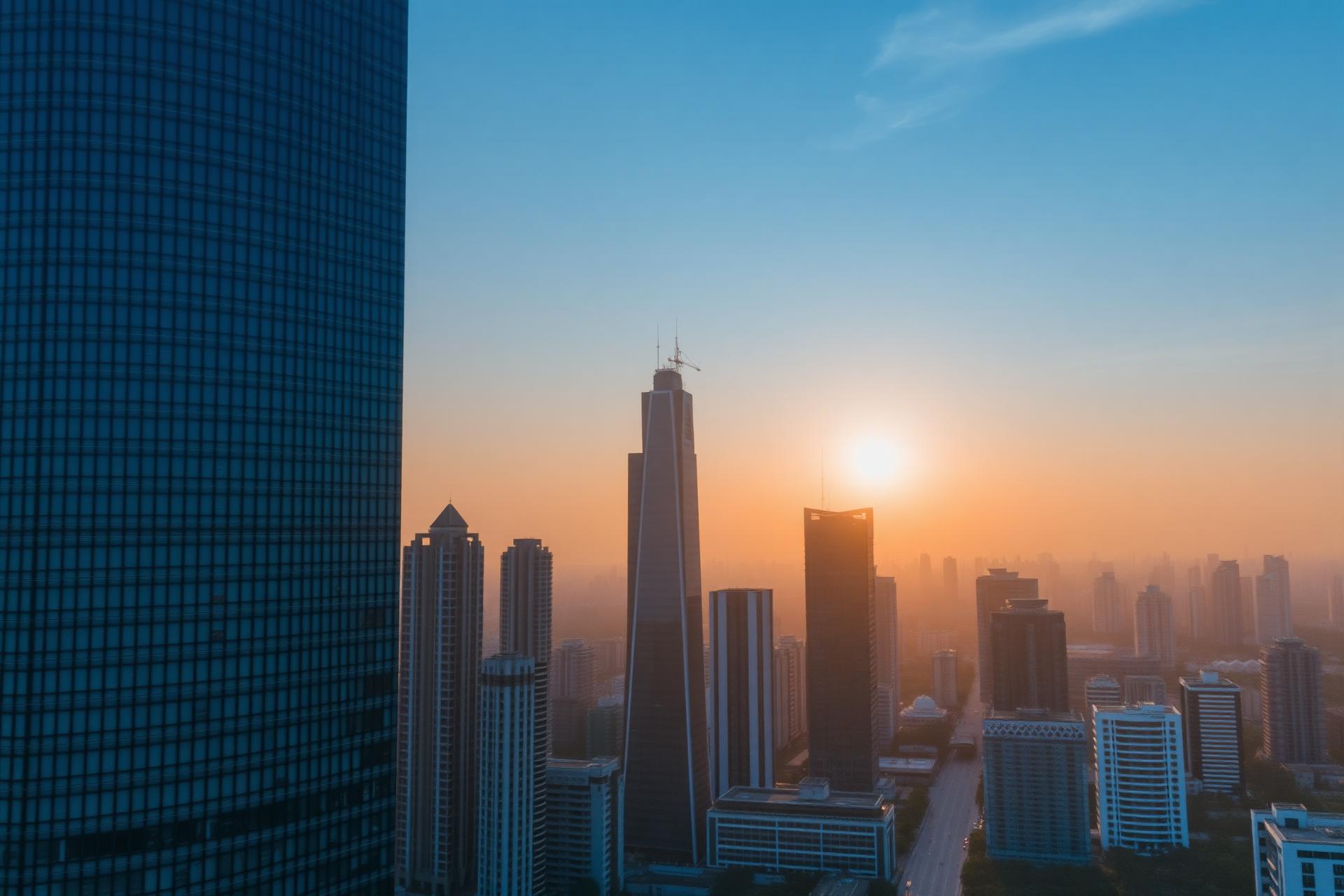 Dhaka skyline at golden hour